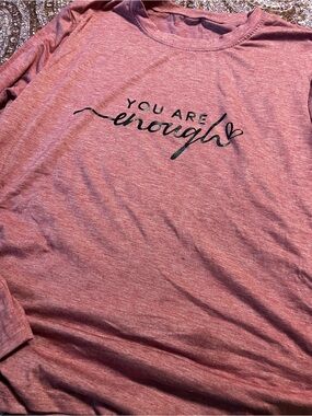 Pink Relaxed Long Sleeve Tee - "You Are Enough" Graphic